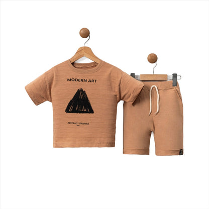 Boys' Abstract Art Casual Set - Yellow/Tan