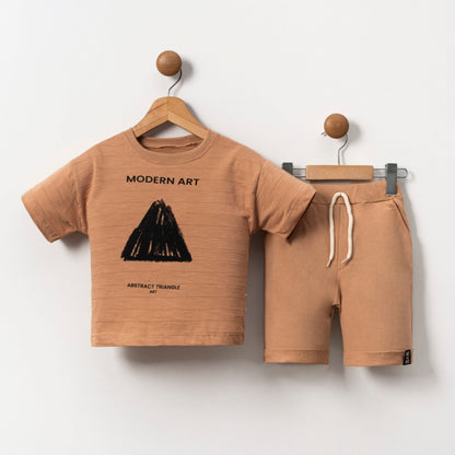 Boys' Abstract Art Casual Set - Yellow/Tan