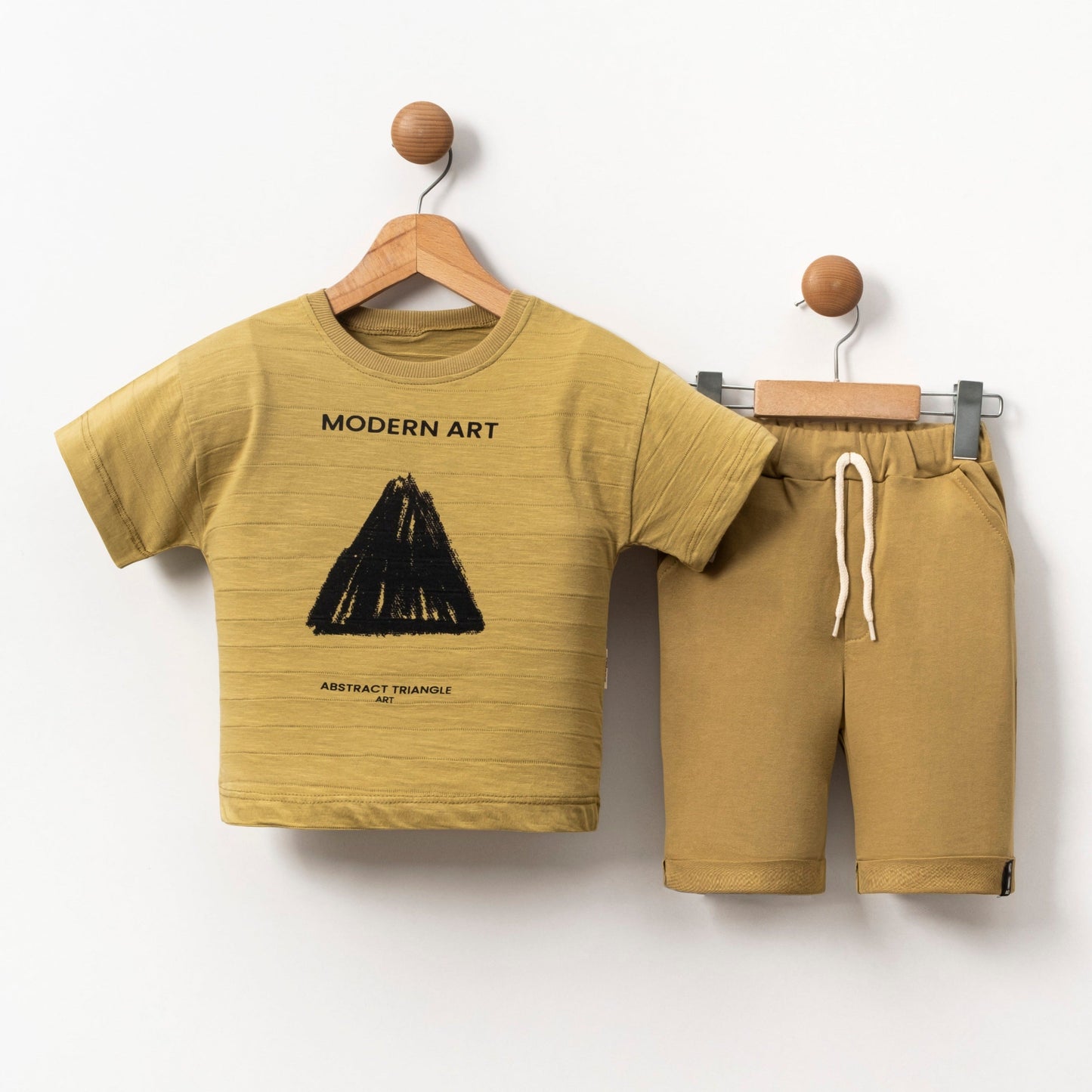 Boys' Abstract Art Casual Set - Yellow/Tan