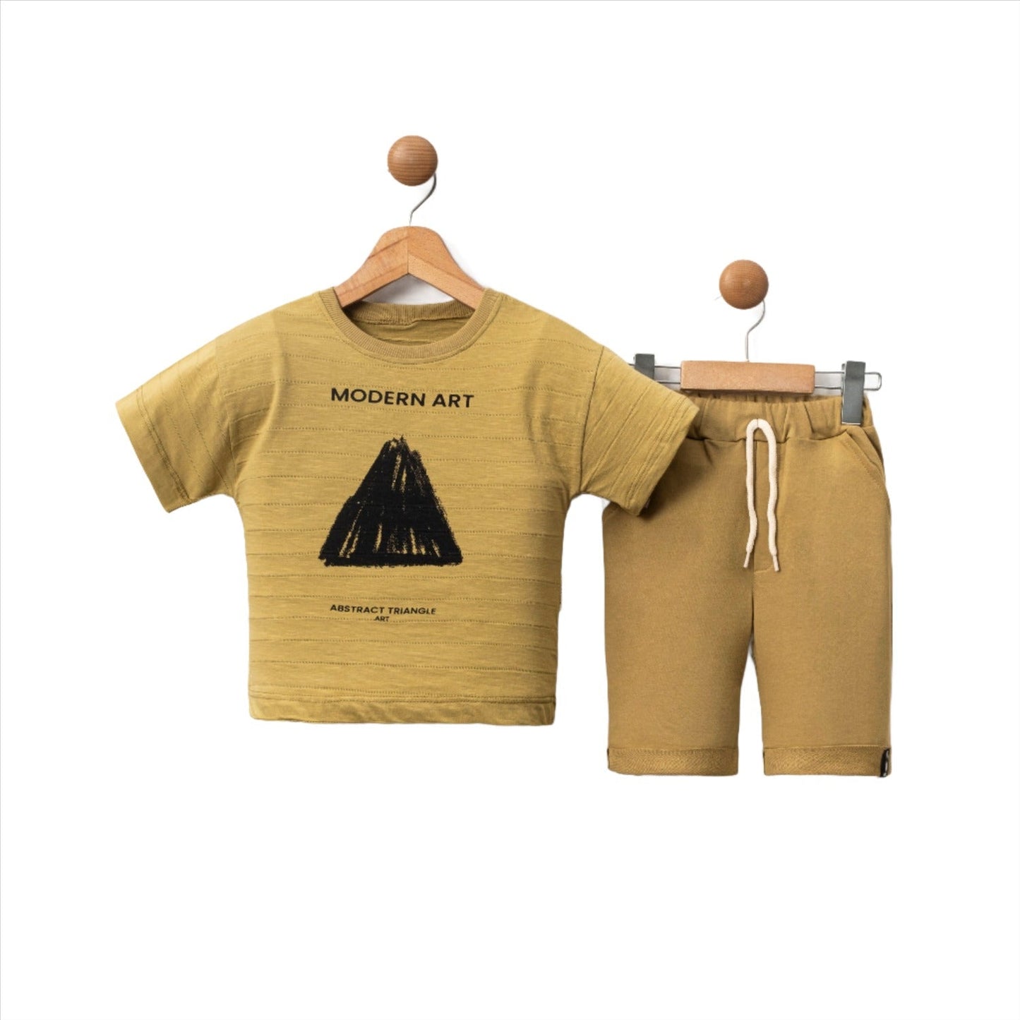 Boys' Abstract Art Casual Set - Yellow/Tan