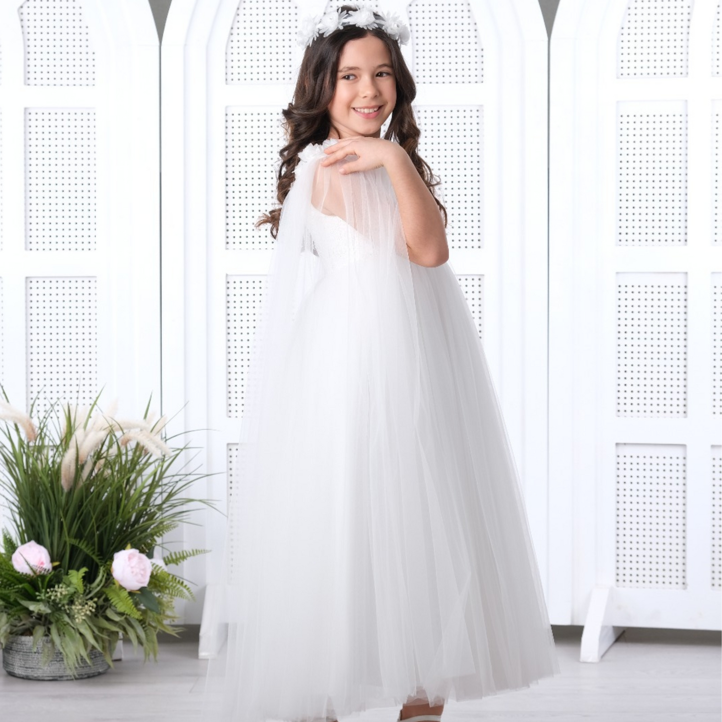 Girls' Celestial Lace Formal Dress - Offwhite