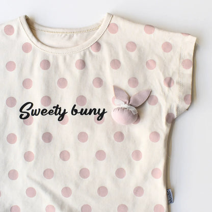 Girls' Dotted Charm Casual Set - Pink/Blue