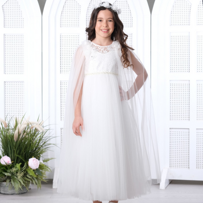 Girls' Celestial Lace Formal Dress - Offwhite
