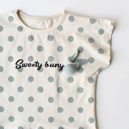 Girls' Dotted Charm Casual Set - Pink/Blue