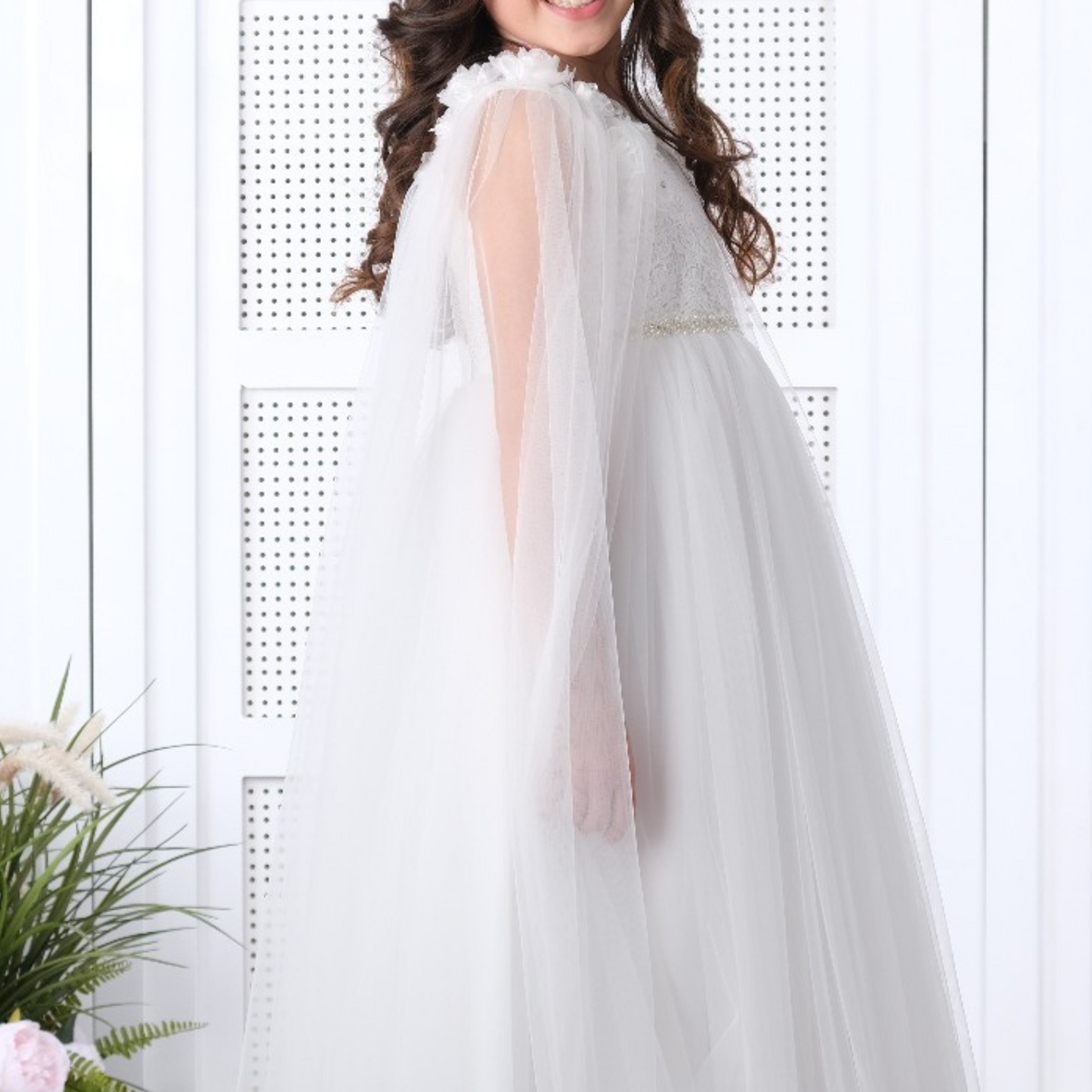 Girls' Celestial Lace Formal Dress - Offwhite
