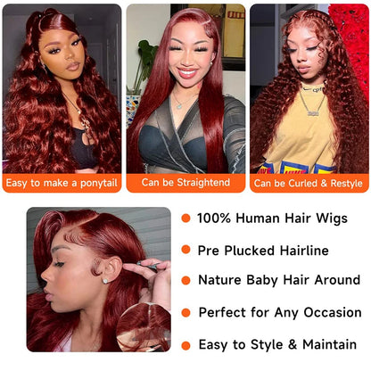 Body Wave Reddish Brown Human Hair Wig