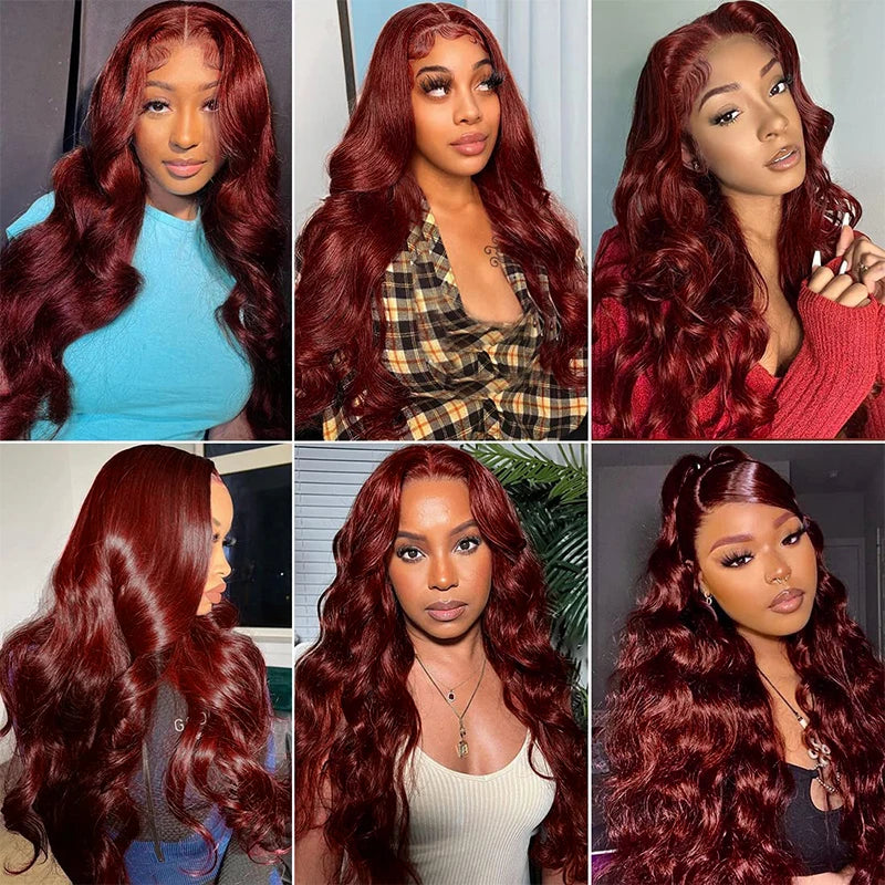 Body Wave Reddish Brown Human Hair Wig