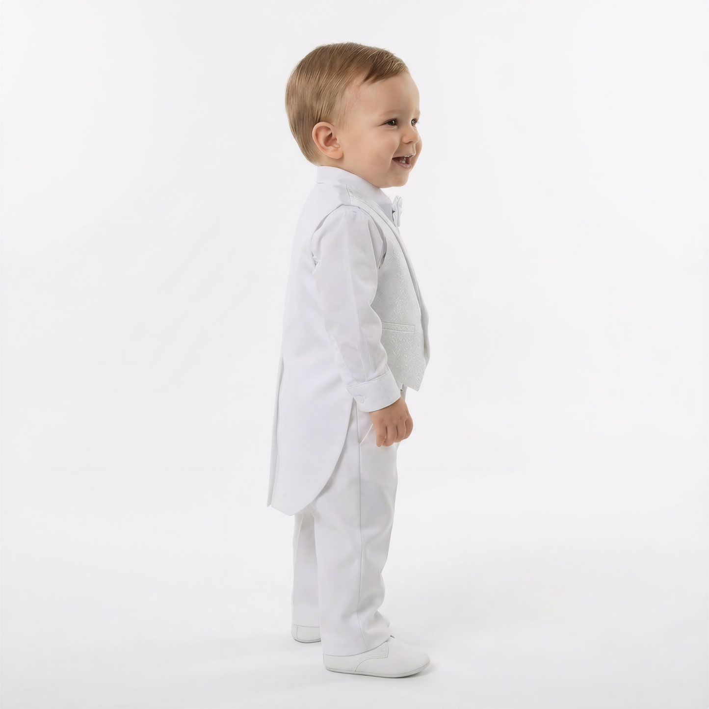 Boys Penguin Tail Vest Set - White