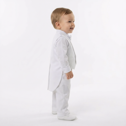 Boys Penguin Tail Vest Set - White