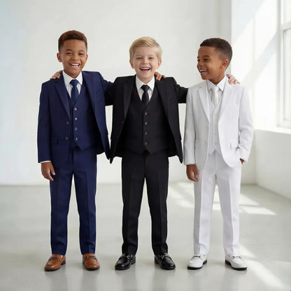 Boys' 5-Piece Slim Fit Suit - Navy/Black/White