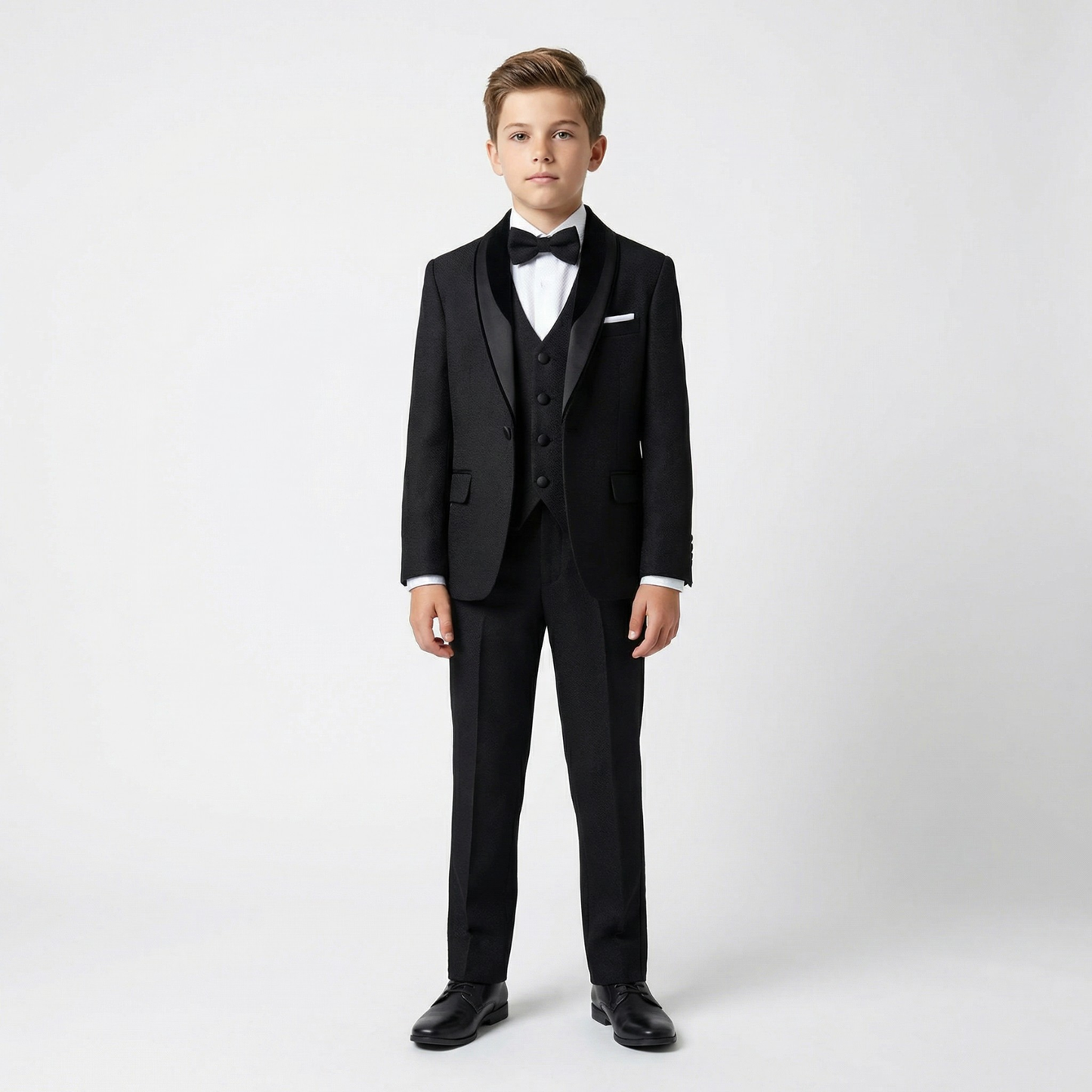 Boys Black Tuxedo Suit with Bow Tie