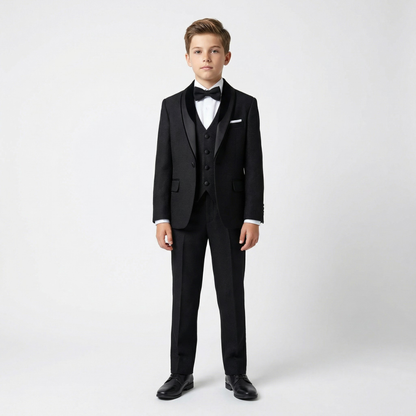 Boys Black Tuxedo Suit with Bow Tie
