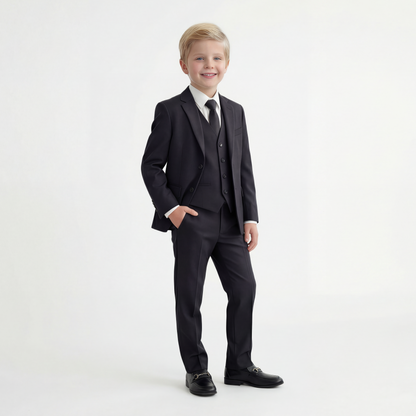 Boys' 5-Piece Slim Fit Suit - Navy/Black/White