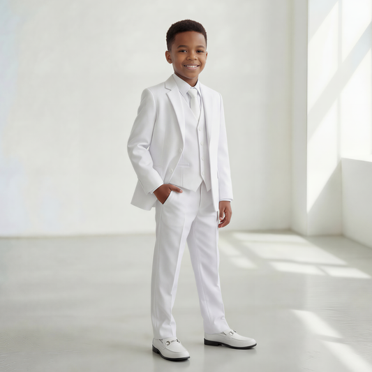 Boys' 5-Piece Slim Fit Suit - Navy/Black/White
