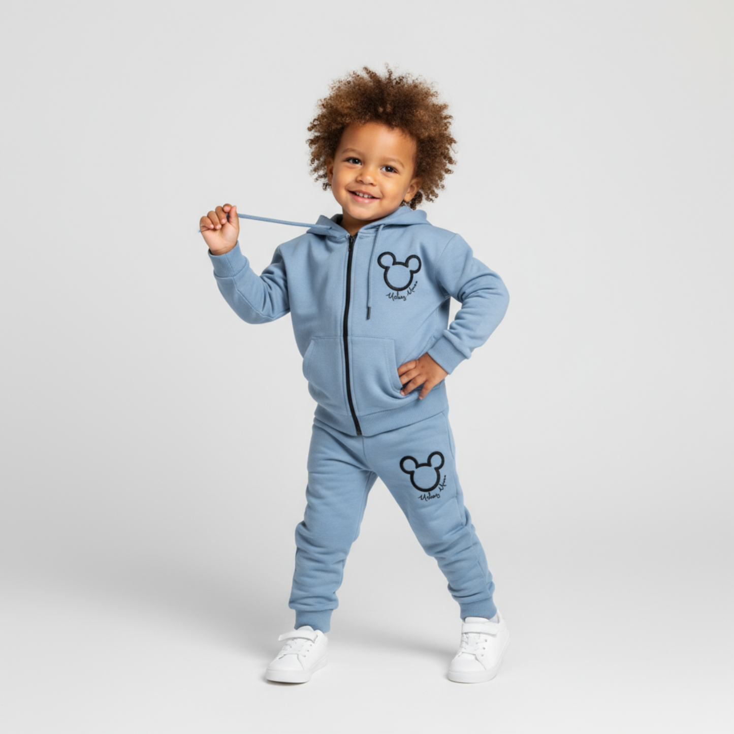 Boys Cotton Jogger Set with Hoodie - Navy