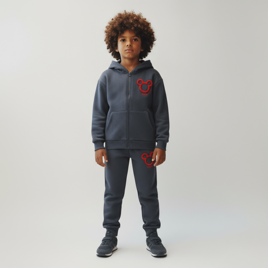 Boys Cotton Jogger Set with Hoodie - Navy